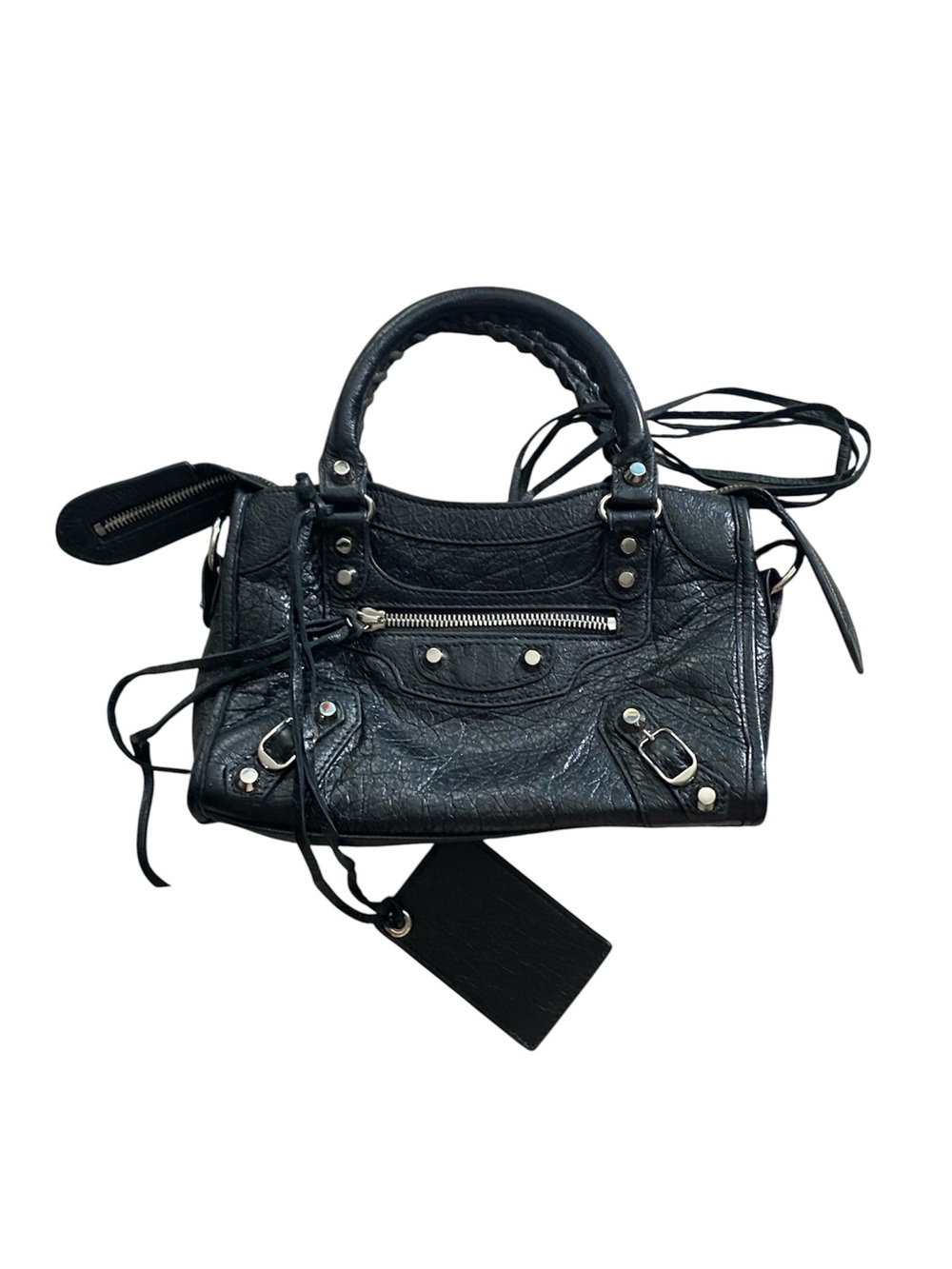 Balenciaga Black Leather Mini City with Silver Hardware